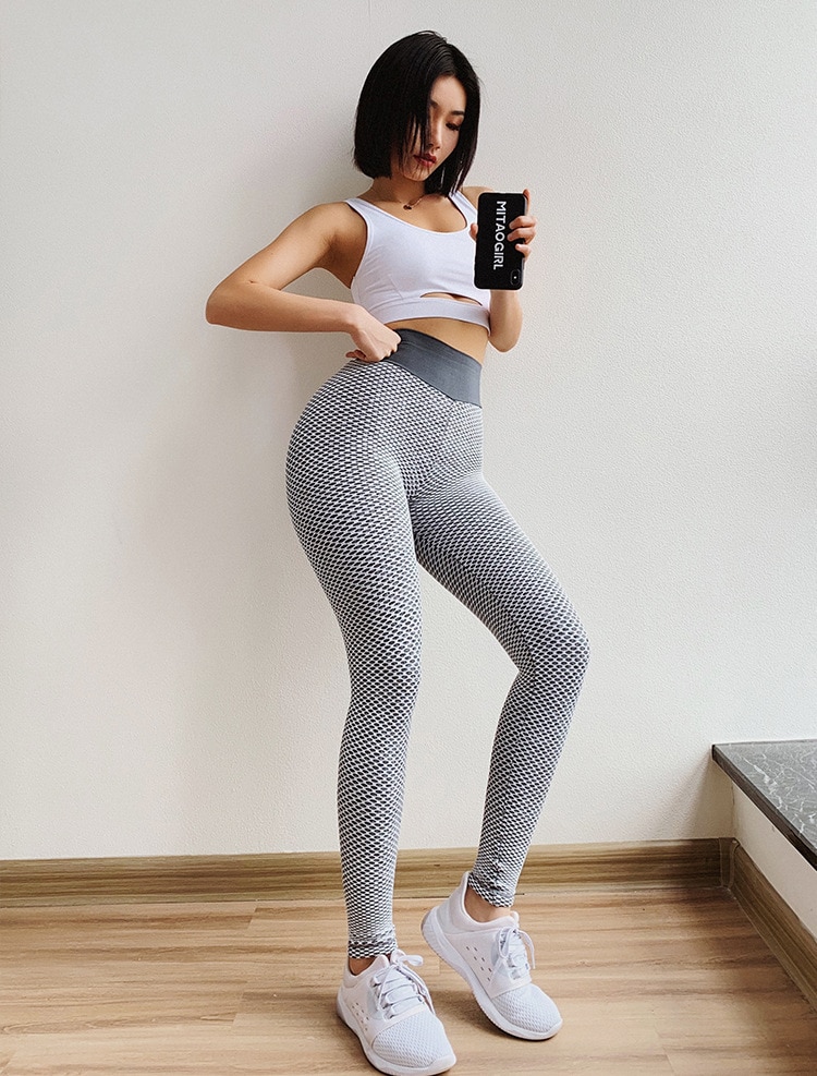 Seamless Fitness Women Leggings Fashion Patchwork Print High Waist Elastic Push Up Ankle Length Polyester Leggings